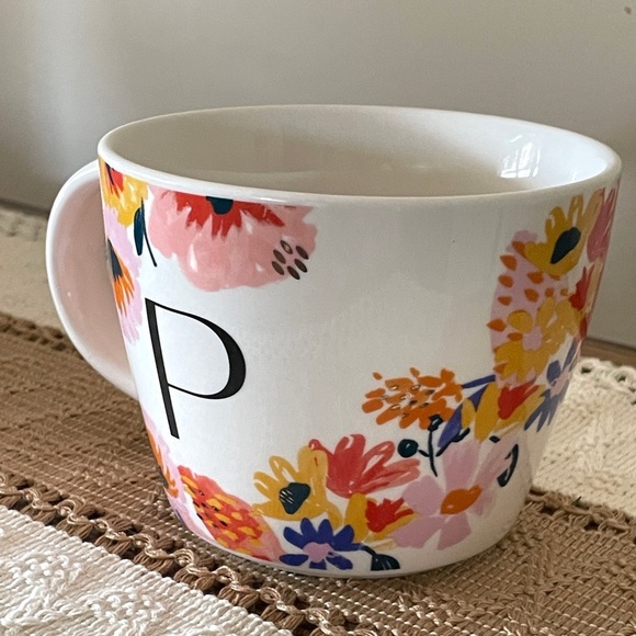 NWOT Opalhouse Pink and Orange Floral Mug - Monogram P - Picture 5 of 7